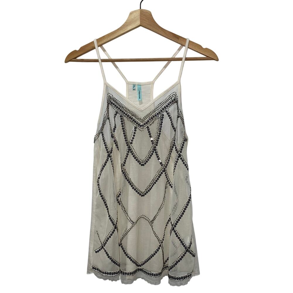 Maurice’s Y2K Sheer Tank with sequin stitching, Women’s Small